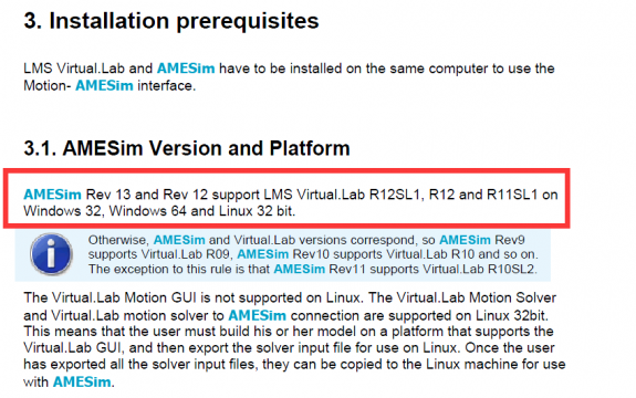 LMS Imagine.lab AMESim与LMS Virtual.lab Motion联合仿真的版本匹配