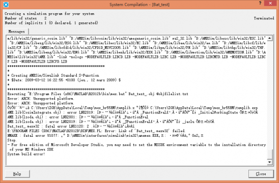 AMESiM与Simulink联仿出错，求帮助