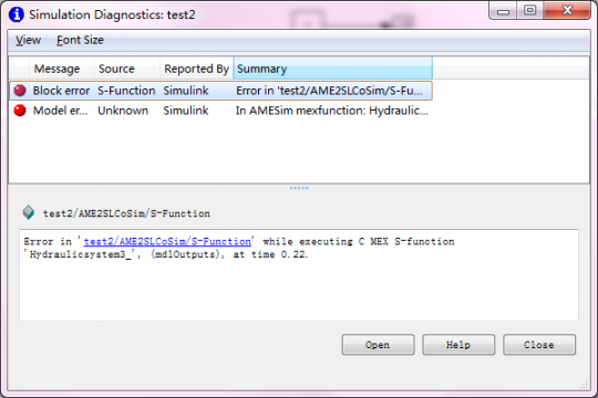amesim与simulink联合仿真出现错误：Error in 'test2/AME2SLCoSim/S-Function' whi...