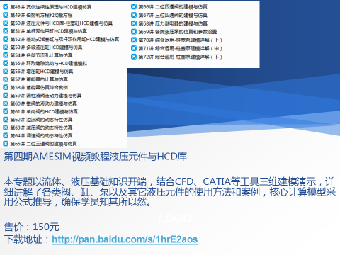 AMESim视频教程与下载地址-第四期液压库与HCD库