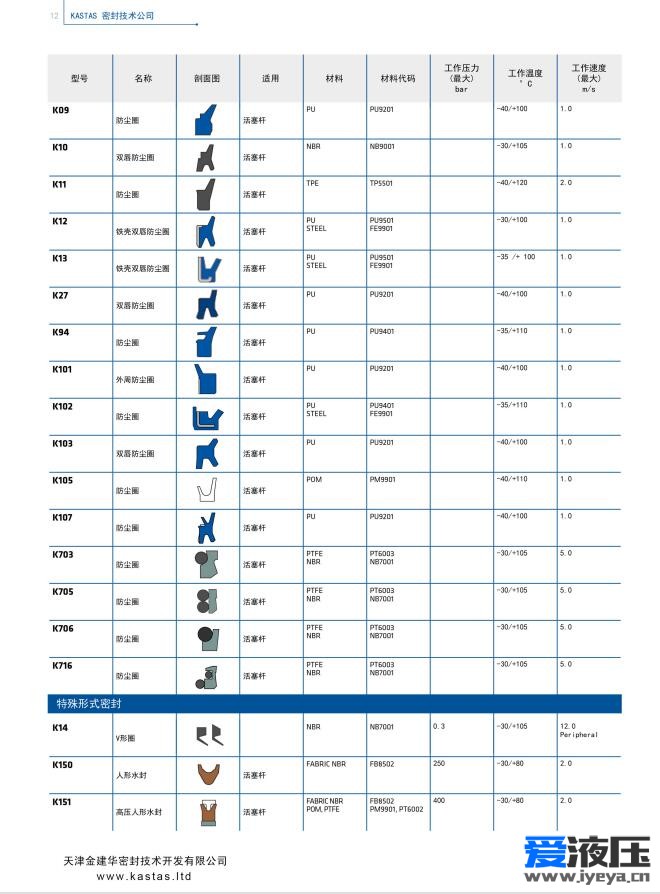 卡斯塔斯KASTAS密封圈选型目录