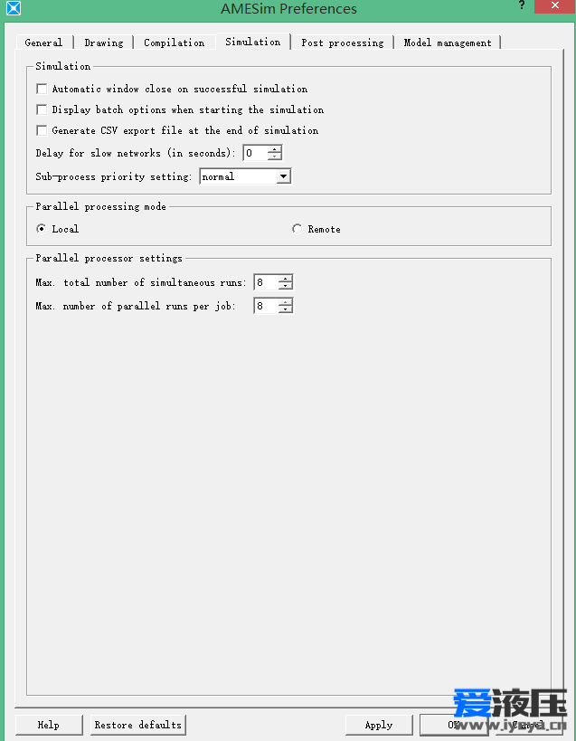 parallel processors settings